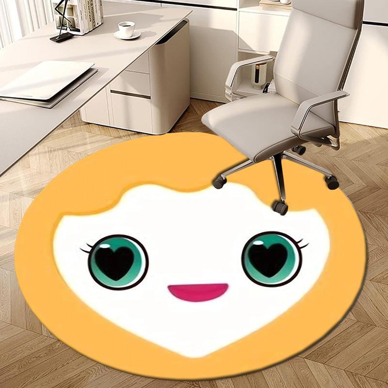 1pc Egg Character Round carpet, Made of Polyester,Perfect for Decorating Office Chairs, Living Rooms,Vibrant Decorative Rug