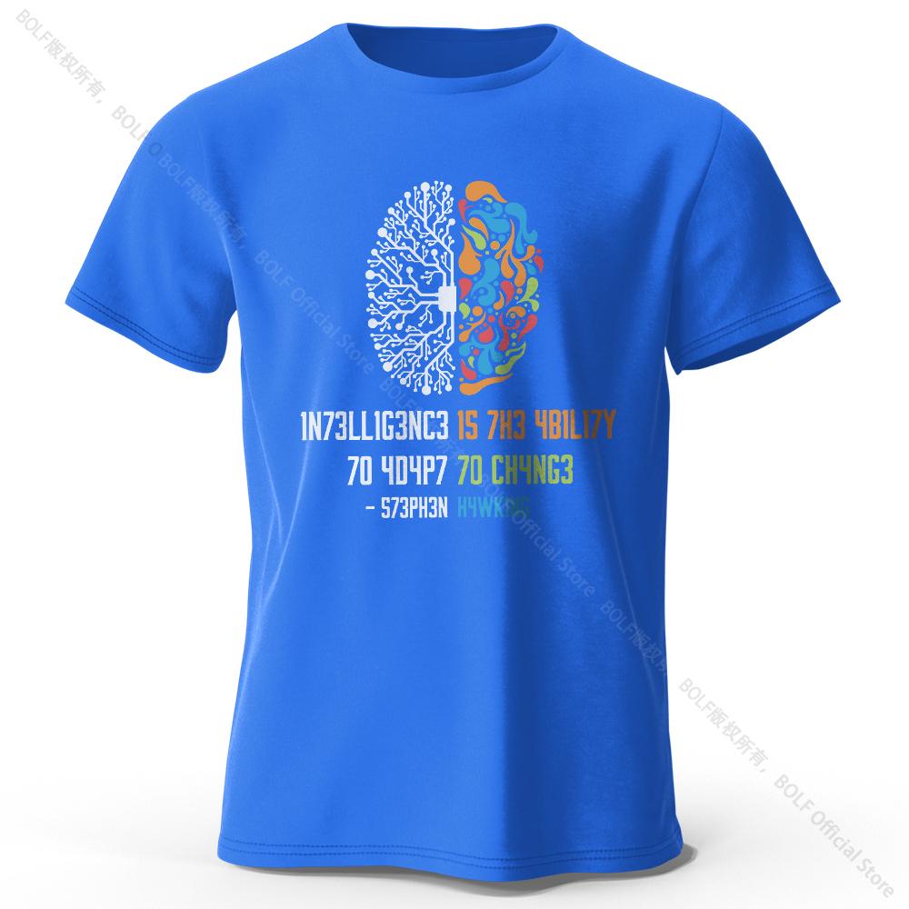 100% Cotton T-shirt with Fun Brain Power Print, Short Sleeve T-shirt with Soft and Breathable Round Neck, Peculiar Unisex Sty