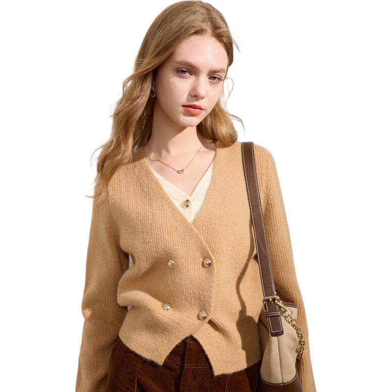 

Женский вязаный свитер Sancai с V-образным вырезом, имитирующий костюм-двойку XL