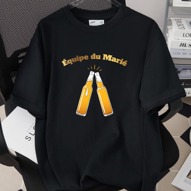 Future Groom High Quality 260G Cotton Tees EVG Team Groom  Groomsman French Men Single Farewell Bachelor Party Tshirts M18