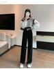 Petite 145cm Chenille Wide-Leg Fleece-Lined Pants: Women's Autumn/Winter Loose Height-Enhancing Casual Pants