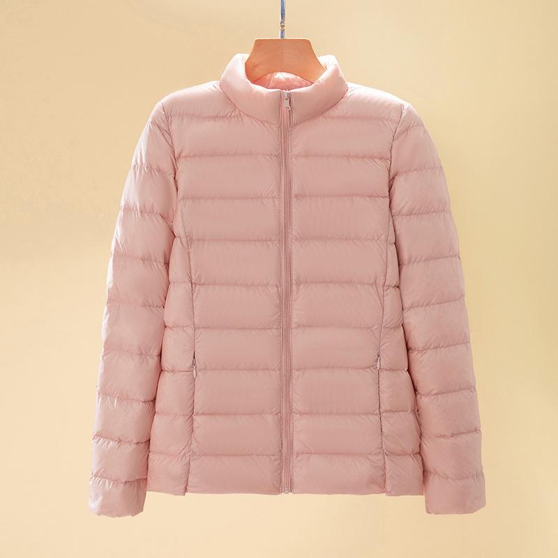 New light and thin stand-up collar down jacket women's short light and large size slim white duck down autumn and winter jacket