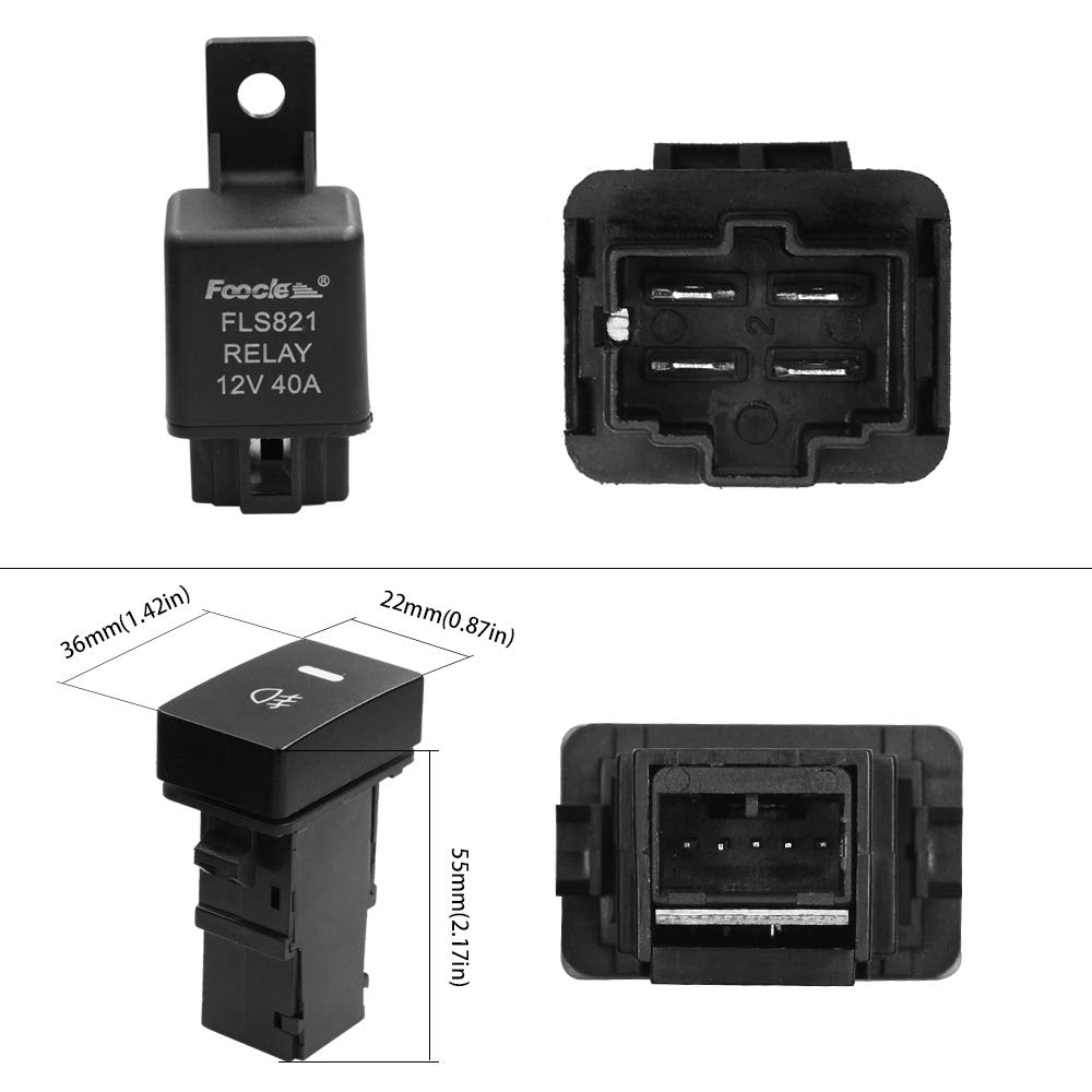 HUIQIAODS H8/H11/H16 LED Compatible, Universal Switch, For Rear Fog Lights, Fog Wiring, Relay Harness, For Toyota, Nissan, Suzuki, Daihatsu