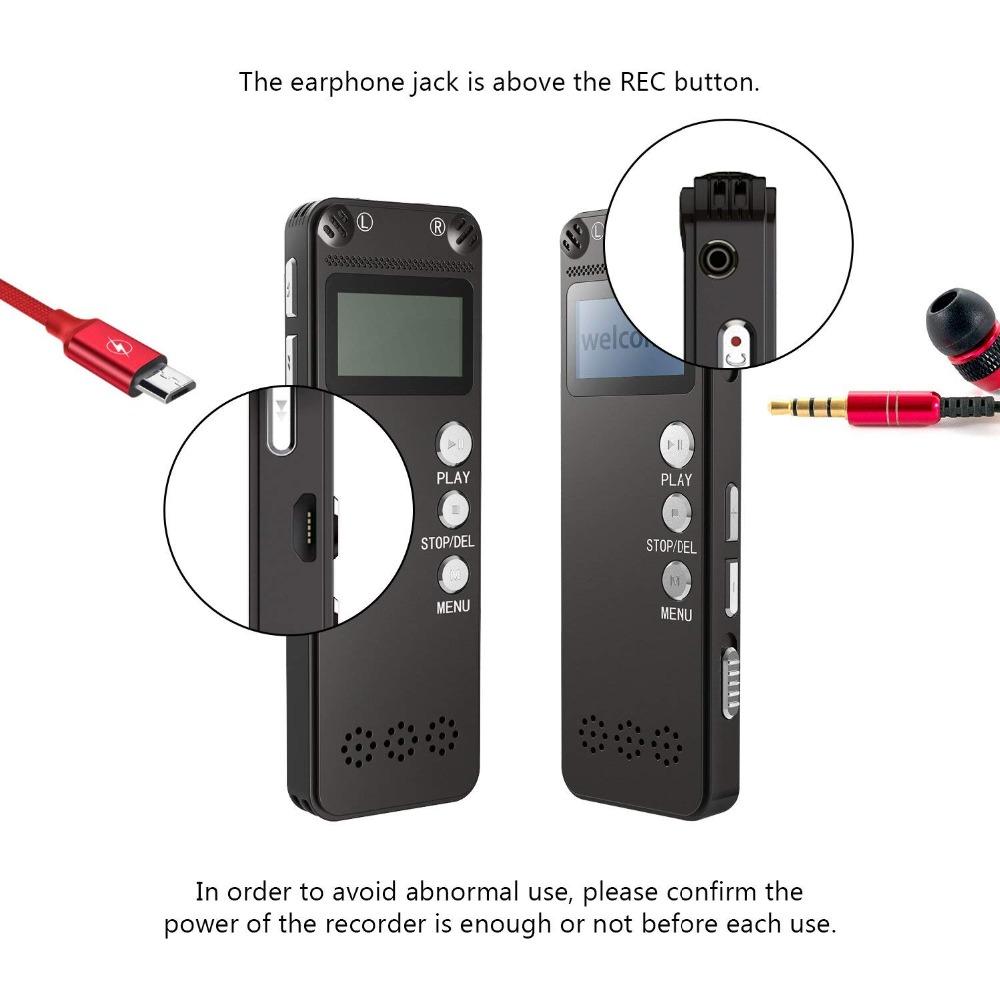 Vandlion Digital Audio Recording Voice Activated Recorder Wav Mp3 Player Usb Drive Portable Vor Metal Aluminum Cover Black V31