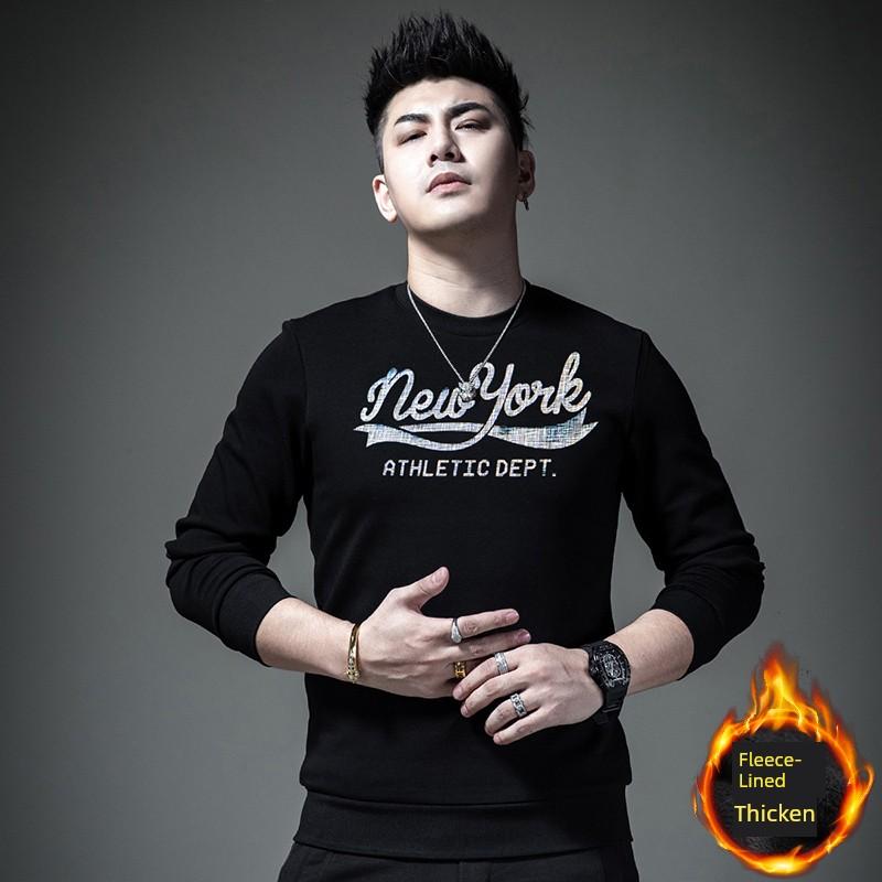 

Handsome Winter Thicken Thermal Fashionable Printed Sweatshirt L чёрный