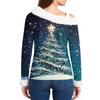 Women's Off-the-shoulder Plush Neck Printed Long-sleeved Pullover T-shirt Top