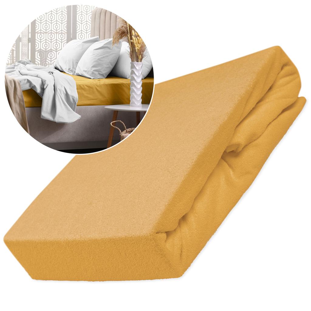 Fitted Sheet 200x220 Terry COTTON TERRY FREYLE Mustard Yellow