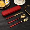 Stainless Steel Cutlery Portable Student Spoon Fork Chopsticks Three-piece Outdoor Set