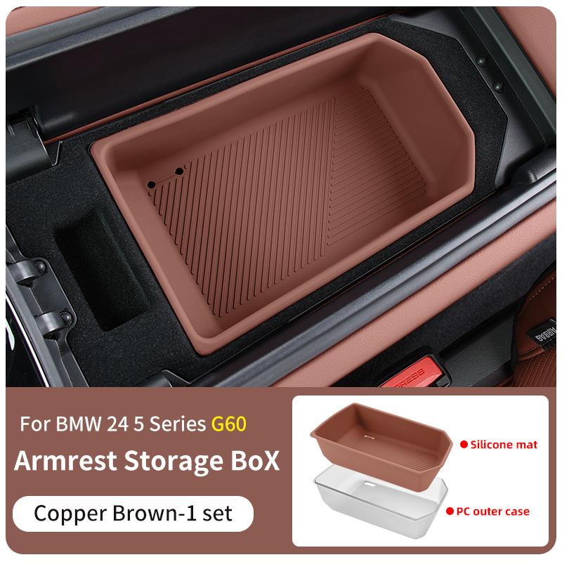 2025 Hot Silicone Car Central Armrest Storage Box Container Holder Tray For BMW 5 Series G60 2024 Auto Interior Decoration Acces