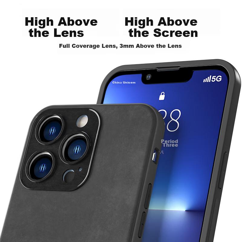 IPhone 13 Pro Max Case, Upgraded Skin-Like Anti-Scratch Lens Full Protection Silicone Trendy Case - Midnight Black