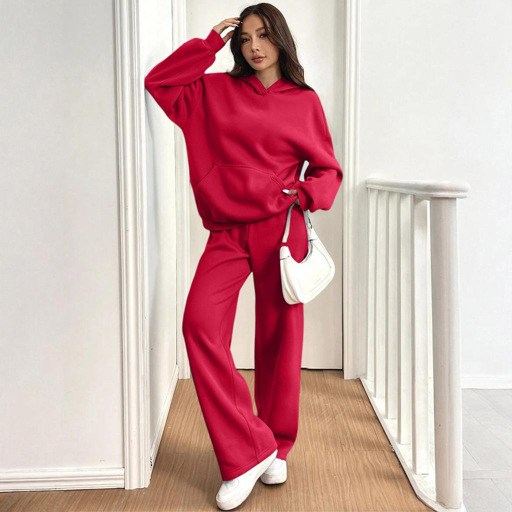 Women's Casual Warm Hooded Sweatshirt And Sweatpants /Winter Sports Set