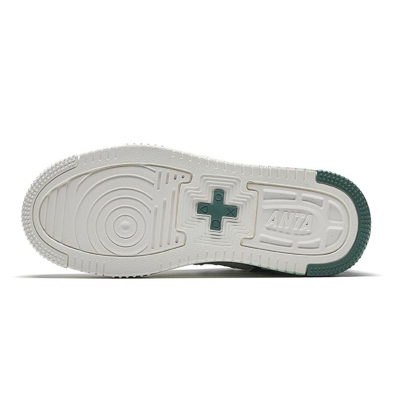 Anta Micro Sugar Bread Shoes Couple Color Matching Fashion Casual Wear Durable Lightweight Low-Top Skate Shoes Men Sneakers White Green 912348001-7