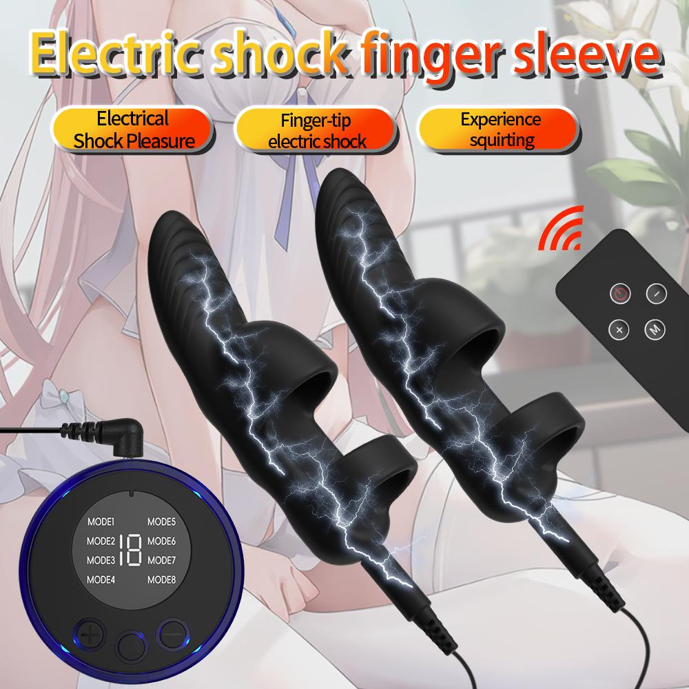 Electro Shock Penis Massager Finger Sleeve Vibrators for Male Glans G-point Stimulator Delayed Ejaculation Trainer Ring Sex Toys