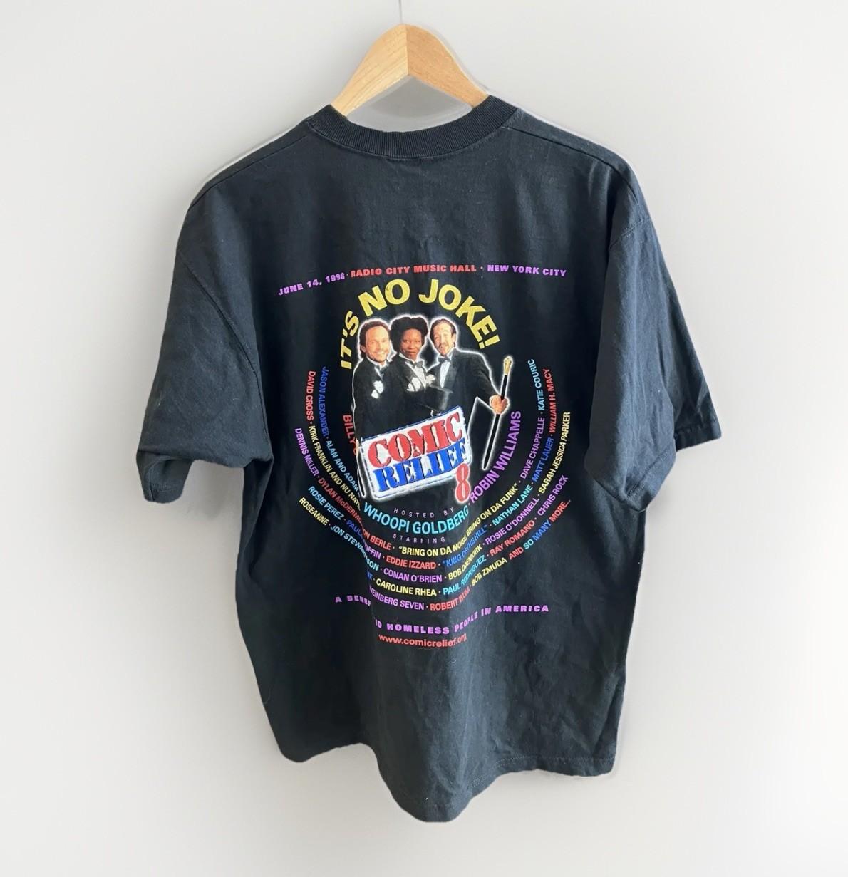 Vintage 1998 Robin Williams Comic Relief 8 T-shirt Movie Promo Black Large 90s Unisex T-Shirt XL