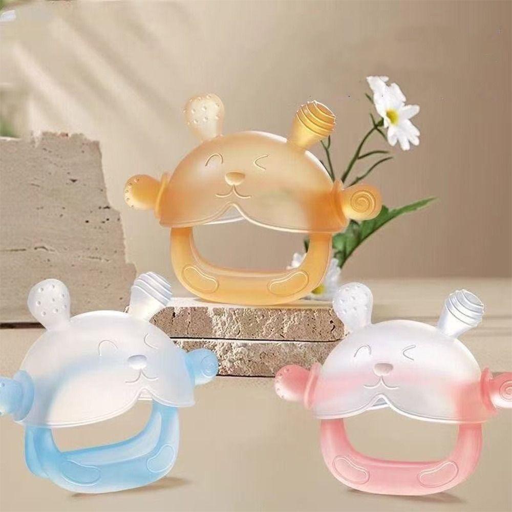3pcs Food Grade Bunny Teething Toy Soft Silicone Teething Toys Easy Grip Teether Ring  Baby Chewing