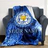 Name Custom Leicester City FC Logo Print Flannel Blanket High Quality Warm Comfortable Cover for All Seasons Perfect for Gifts Home Decor