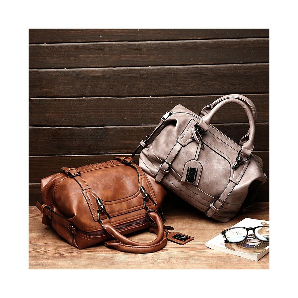 Brown PU Leather-Style Women's Messenger Bag - Shoulder Tote Satchel with ID & Phone Pockets, Zippered Compartments