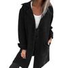 Women Woolen Coat Autumn Winter Loose Mid Length Overcoat Turn Down Collar Single Breasted Long Sleeves Solid Color Pockets Commuting Dating Jacket