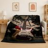 Retro Fender Logo Guitar Instruments Music Flannel Blanket Soft Warm Throw Blanket for Bedroom Living Room Bed Travel Picnic