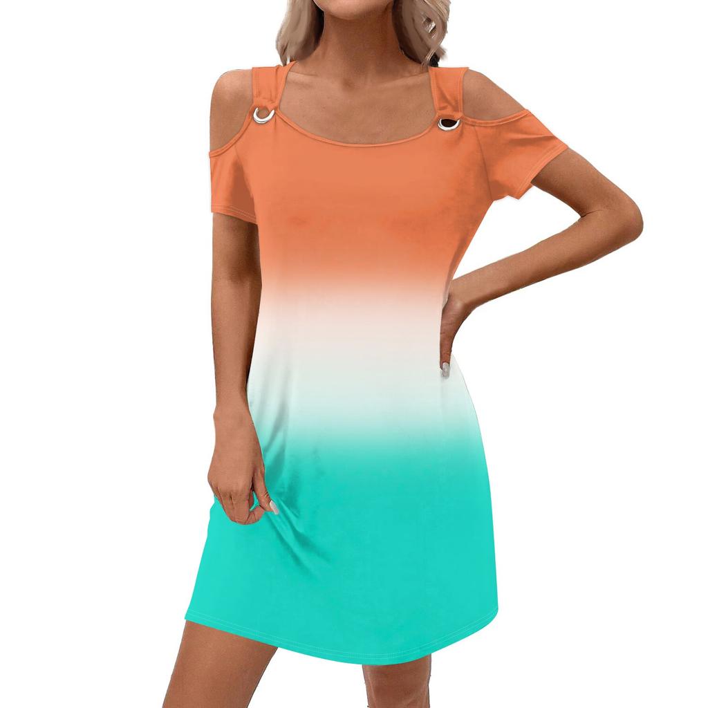 Women's Stylish Casual Summer Gradient Dress With Pockets