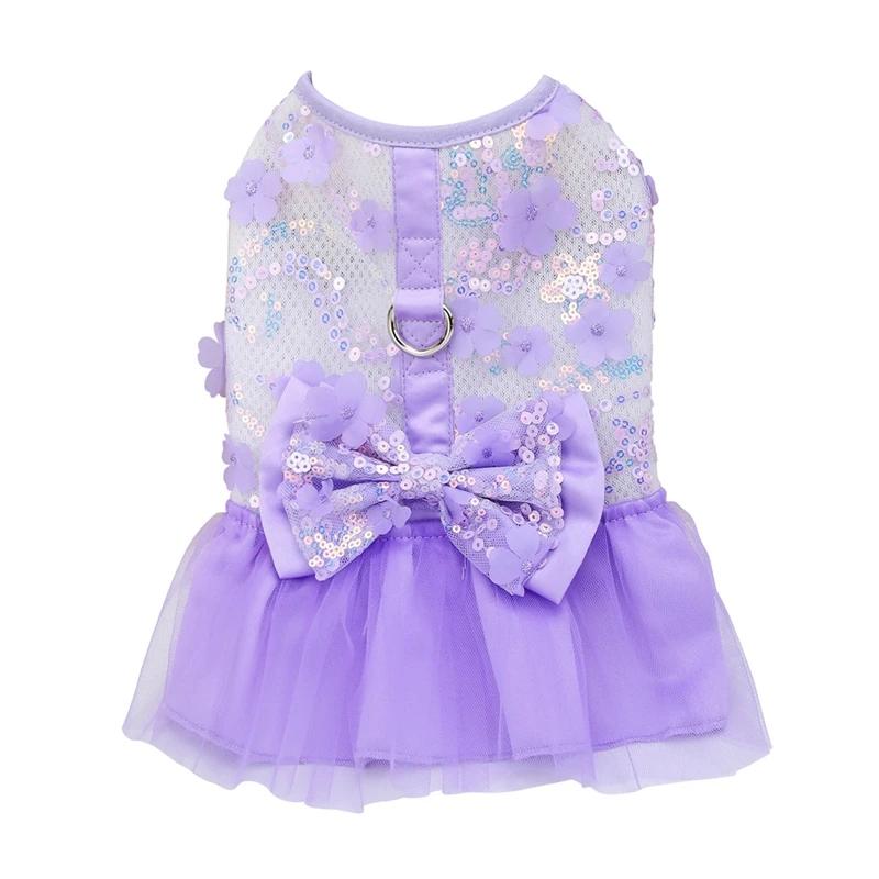 Dog Dress Cat Lace Tulle Skirt Pet Clothes Poodle Chihuahua Princess Bow Dresses Pet Party Wedding Dress For Small Dogs