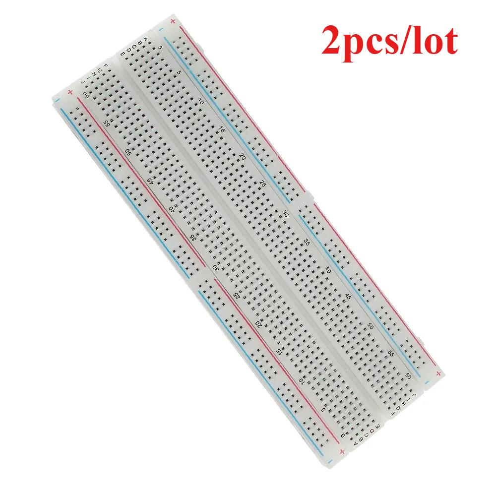 2PCS MB102 Breadboard 400/830 Points Solderless PCB Bread Board MB-102 Jumper Wire Cable Prototype Test Boards DIY for Arduino