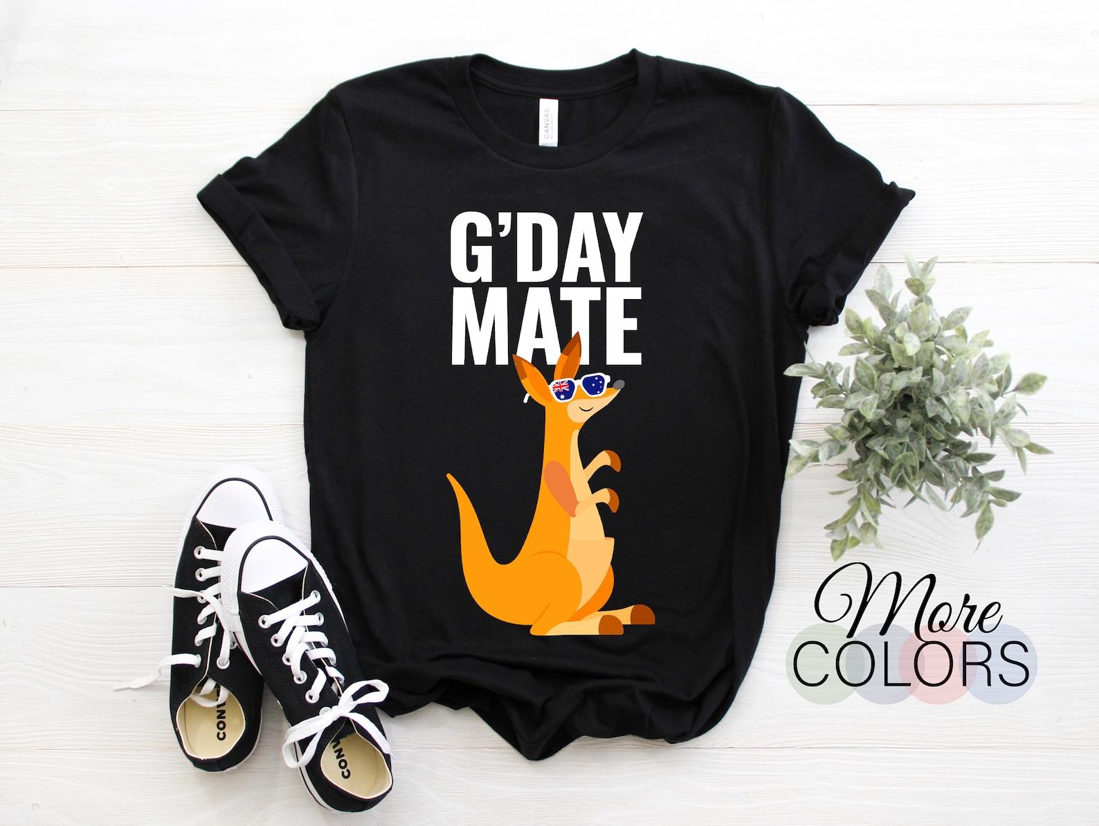 Australia Australian G Day Mate Funny Kangaroo Symbol Gift T-Shirt, Aussie Travel Visit Souvenir Birthday Christmas Present Family Friends 140