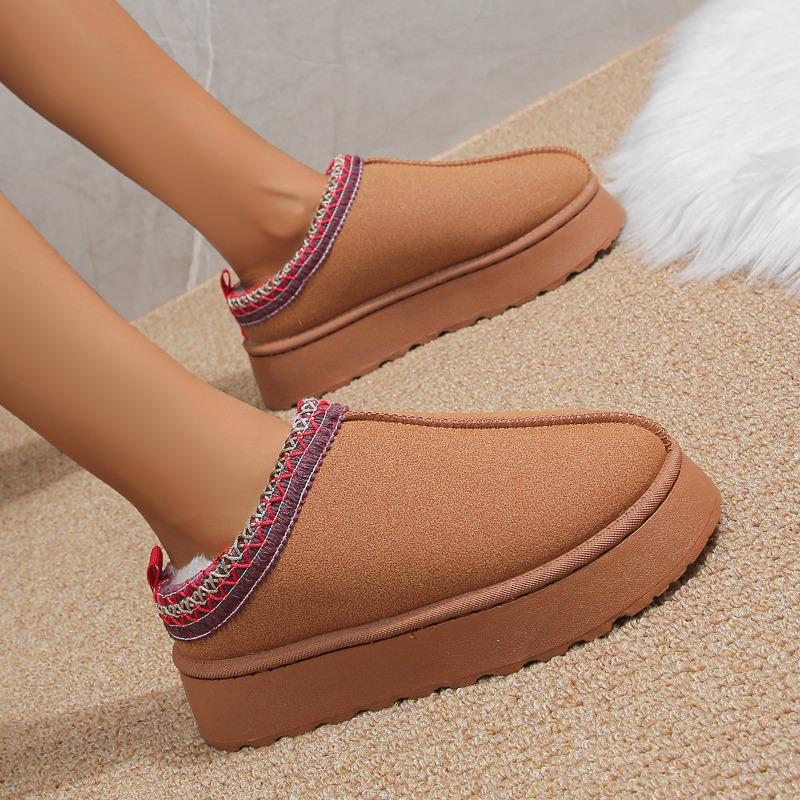 Snow Boots Women's Fluffy Thick-soled Bag Head Duoduo Velvet Warm Cotton Shoes New Winter