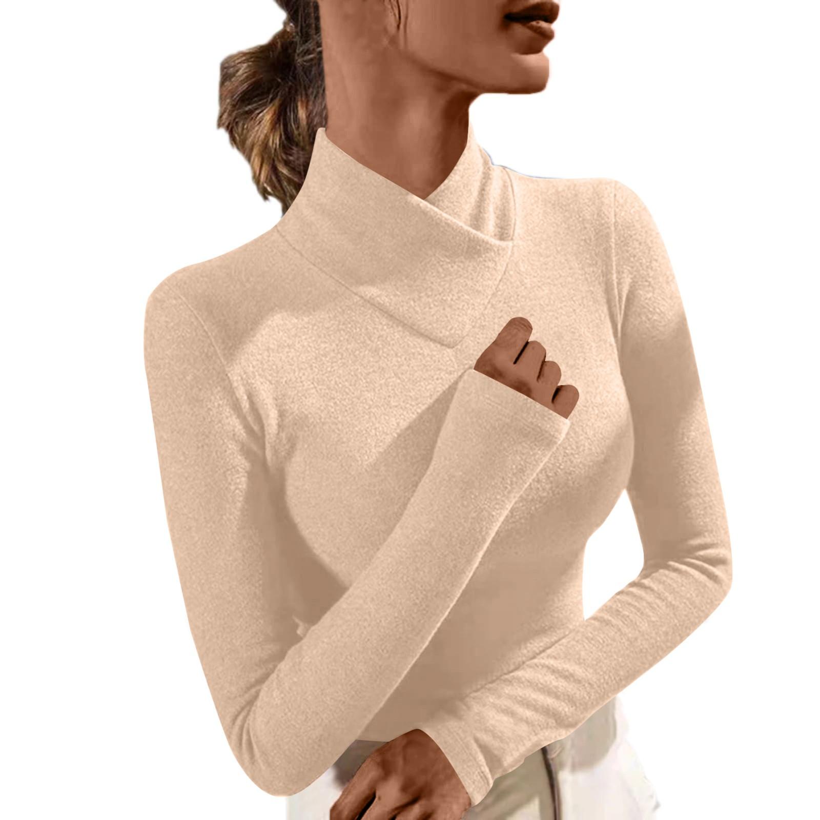 

Женский модный однотонный флисовый утолщенный топ с длинными рукавами S бежевый