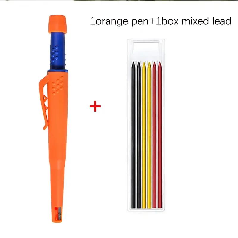 2-in-1 Solid Carpenter Pencils With Sharpener Carpenter 2.8mm Solid Mechanical Pencils Marking Tools Construction/carpenters