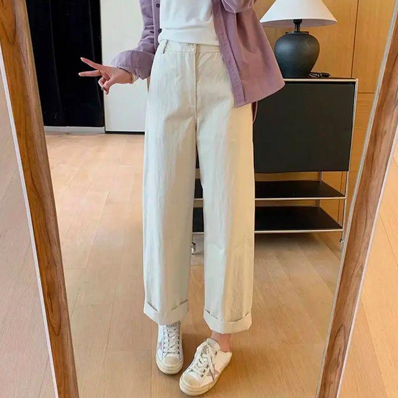 

Japanese Style 2025 Slimming Nine-Point High-Waisted Straight-Leg Cigarette Pants L хакі