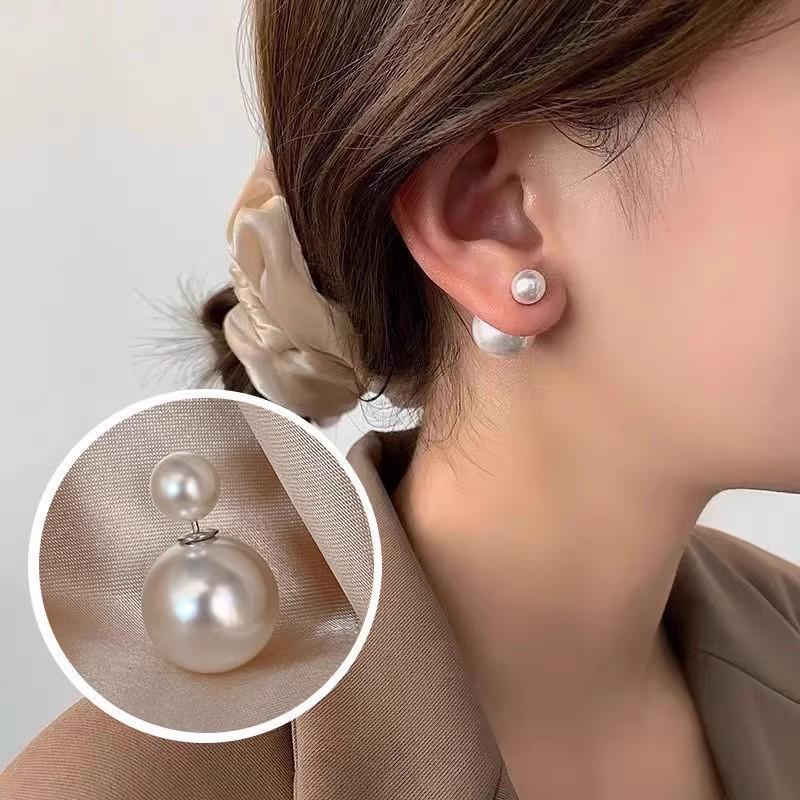 Korean Double-Sided Pearl Stud Earrings: New 2025 Trendy, Versatile, High-End Women's Fashion