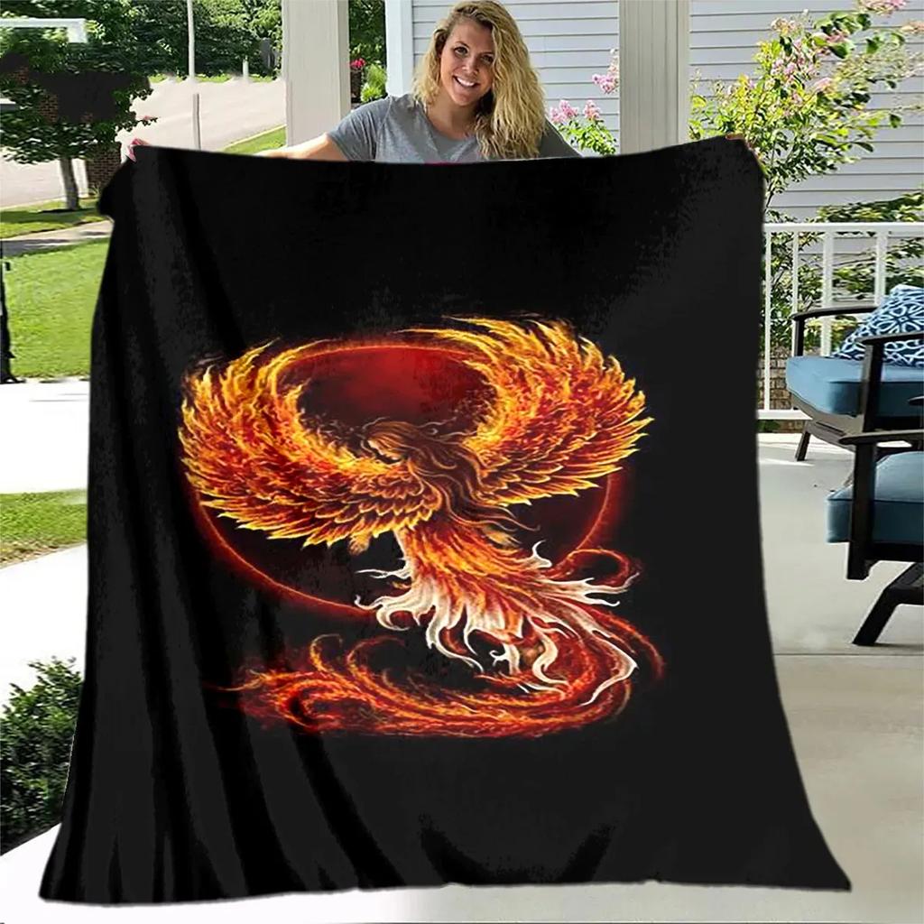 Inferno Phoenix Series digitalprinted polyester Bedroom velvet flannel cover blanket Fleece soft sofa cover blankets for beds