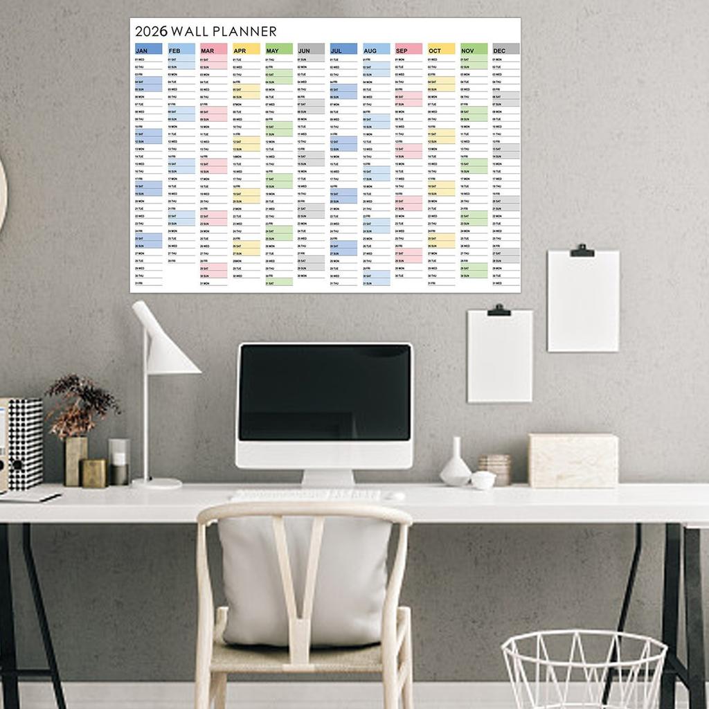 2026/2026 Yearly Wall Calendar Annual Planner Home Decoration Desk Accessories Schedule Organizer 12 Months 365 Days Calendar