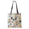 Women Handbag Linen Totes with Family Cat Print Casual Traveling Beach Gift Bags CLE