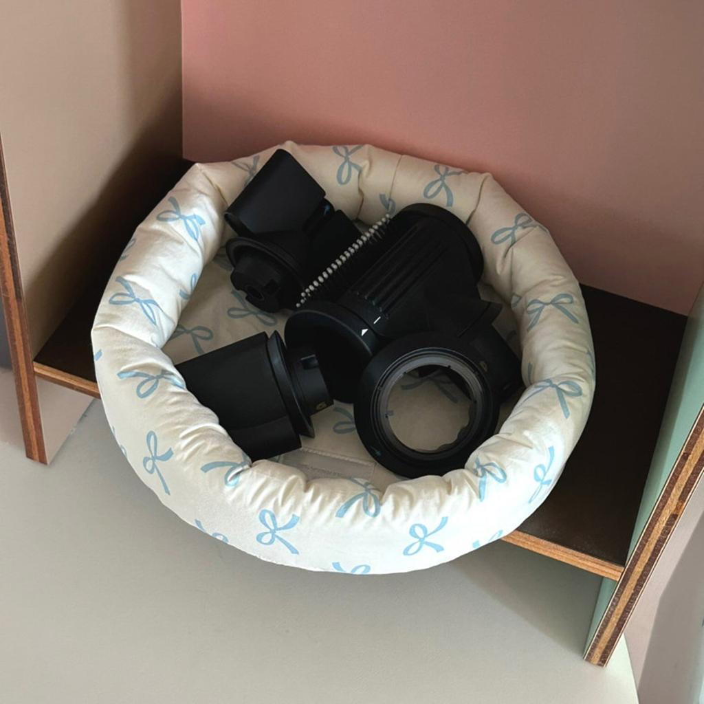 Cute Bowknot Round Storage Basket Chic Round Bowknot Adorned Storage Holder for Keeping Small Essentials Organized