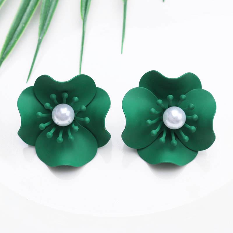 Cercei Coreeni Noi Atârnători cu Flori pentru Femei Frunze Verzi Cercei Căzuți Personalitate Formă Plantă Femeie Cercei Neobișnuiți