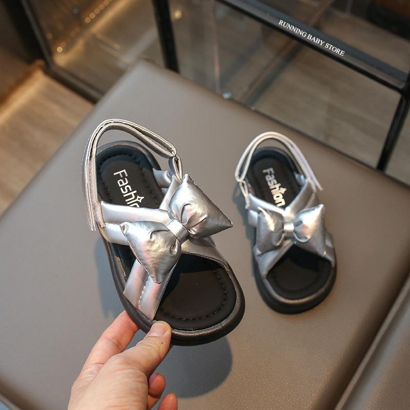 

Sandals for Girls Fashion Summer Shoes 2-12 Year Kids Open Toe Matte PU Leather Shoes Girl Slingbacks Children Slides H05066 26 серебряный