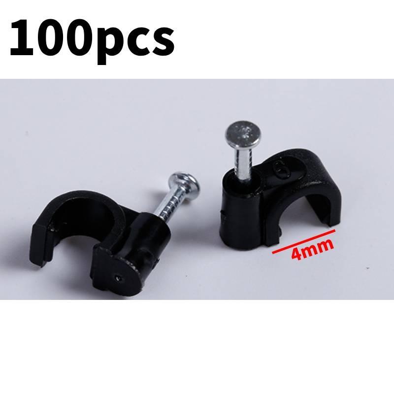 

100pcs Type R Round Cable Clips Wire Network Cable Fixer Pe Material Wiring Tool 4mm чорний