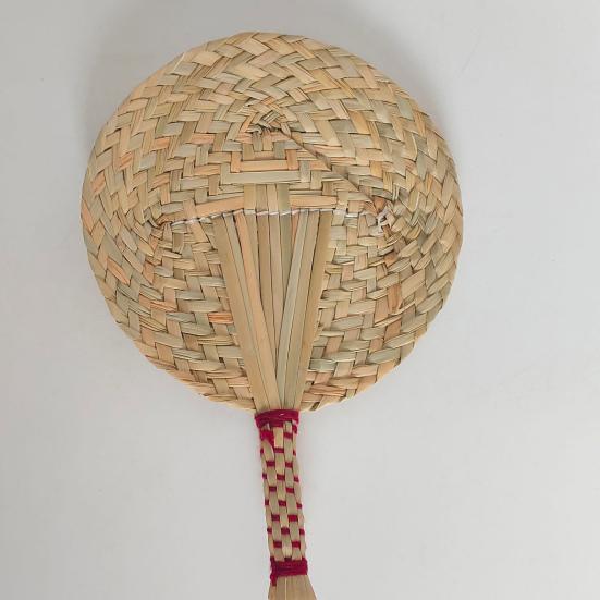Handmade Weaving Fan Natural Bamboo Raffia Hand Fan Chinese Style Woven Palm Leaf Handheld Fan Summer Cooling Fan Wedding Party Decoration