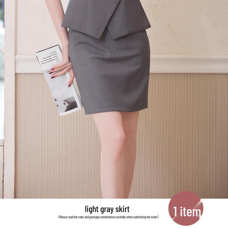 Gray Women's High-End Professional Short-Sleeve Two-Piece Summer Workwear