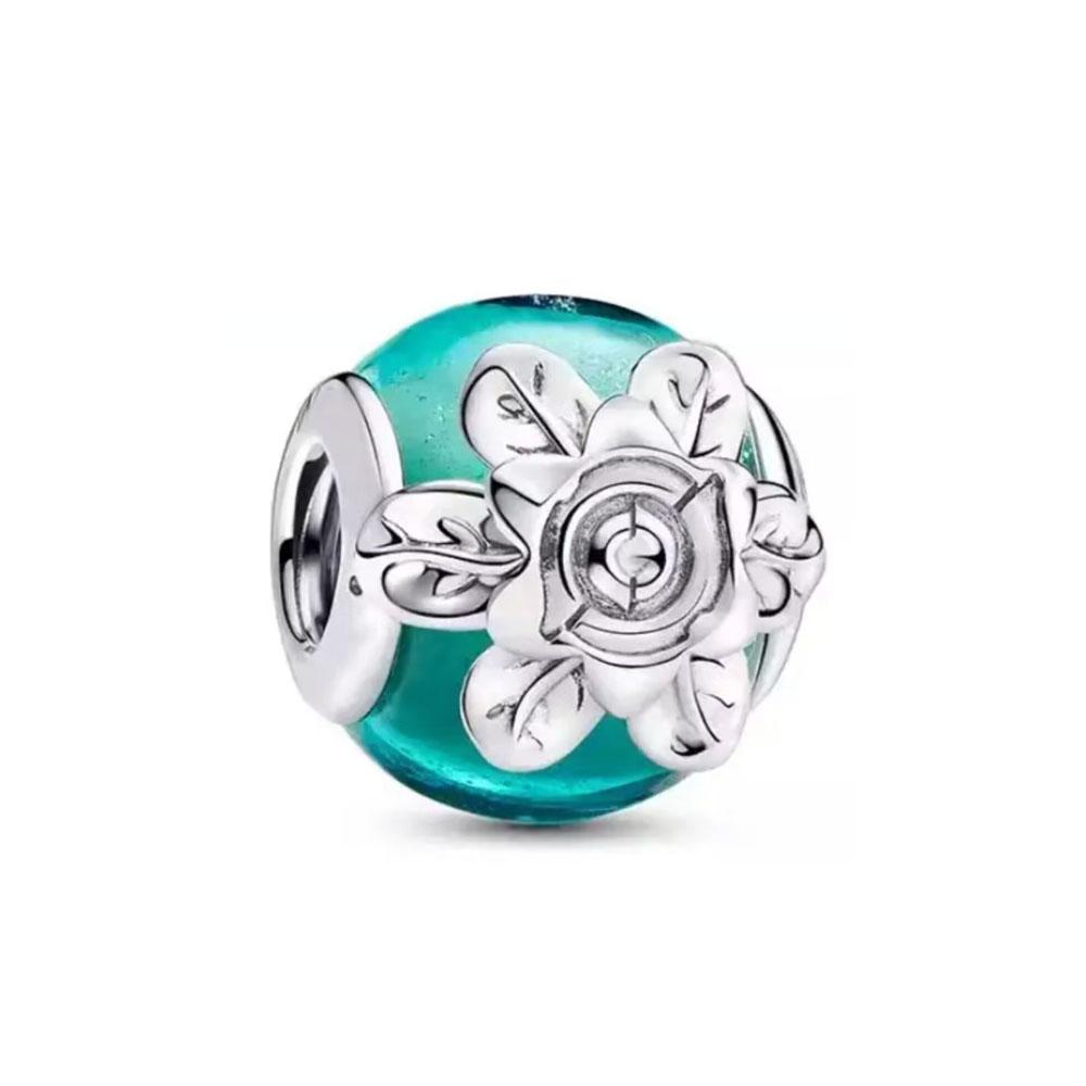 Koppargrön Serie Klöverhänge Blad DIY Pärlberlock Hänge Passar Europeiskt Armband Halsband Smyckestillbehör