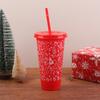 710Ml Christmas Coffee Straw Cup Reusable Xmas Tree Snowflake Plastic Cup With Lid  Year 2026 Christmas Party Favors Decor