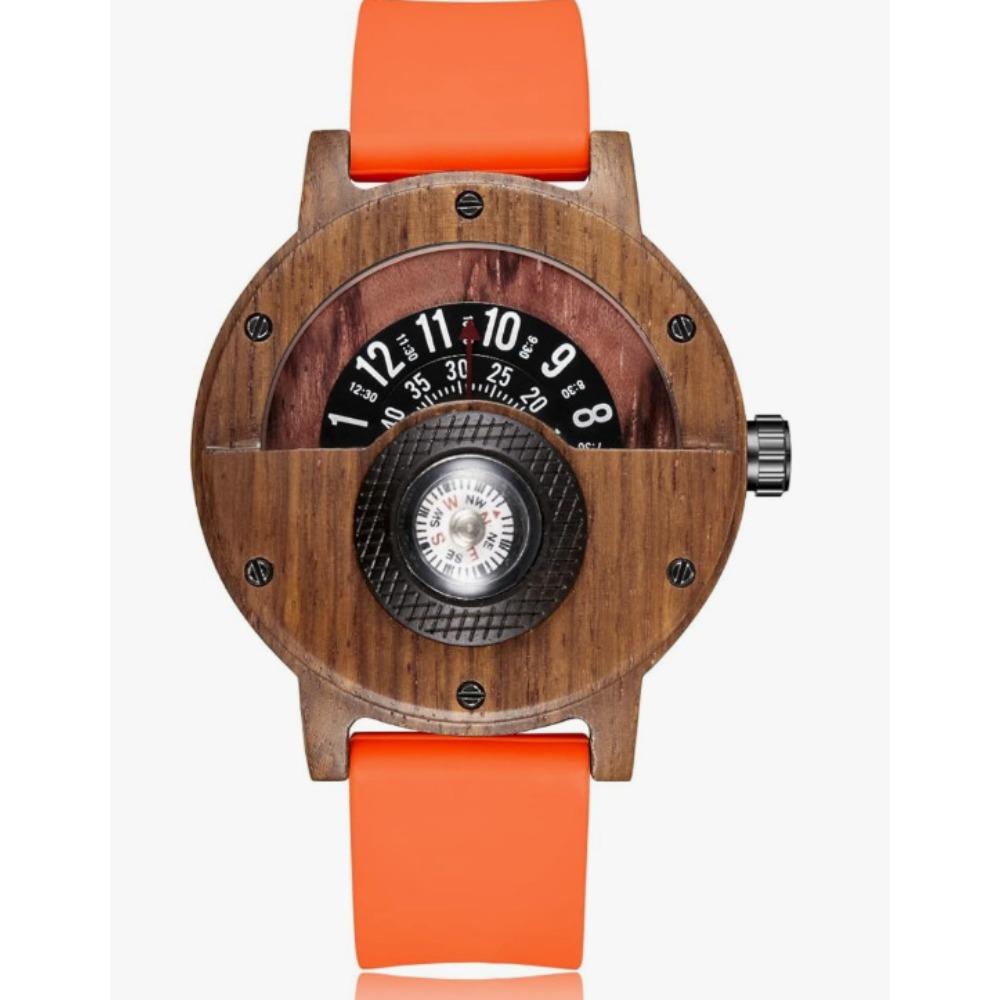 

Foreign Trade New Multifunctional Compass Wood Watch Outdoor Sports Watch Men s Women s Student Watch помаранчевий