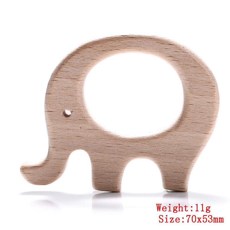5Pcs/Lot Baby Pacifier Chain Chew Accessories Animal Shape Natural Beech Teething Wooden Teether Pendant Accessories
