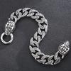 Cool Men's Snake Head Bracelet for Man Male Arm Rings Vintage 15MM Stainless Steel Curb Link Chain Bikers' Jewelry Accessory