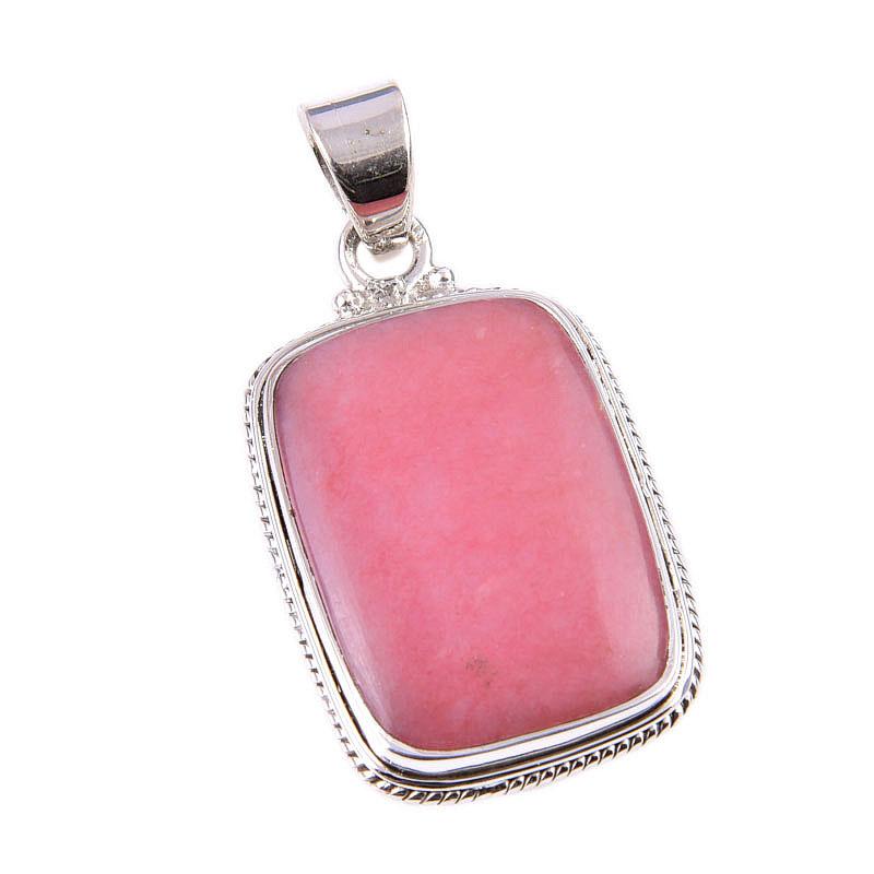 Naturalny różowy opal kamień szlachetny ręcznie robiony wisiorek ze srebra próby 925 1,75" w1l91