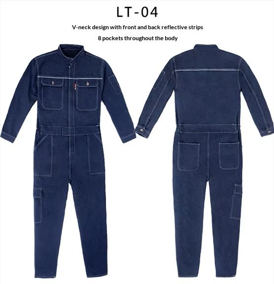 Custom-made Men's Flame Retardant CE Certified Welding Protective Clothing One-piece Denim Hooded Reflective Needle Detection