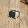 Ring for Men, Stainless Steel Square Signet Ring, Black Enamel Men's Pinky Rings,Gents Zircon
