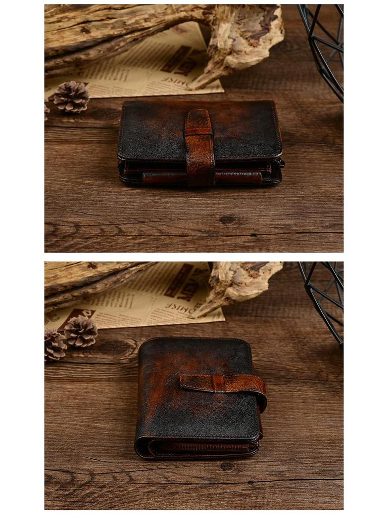 Men's Retro Leather Short Wallet - Top Layer Cowhide